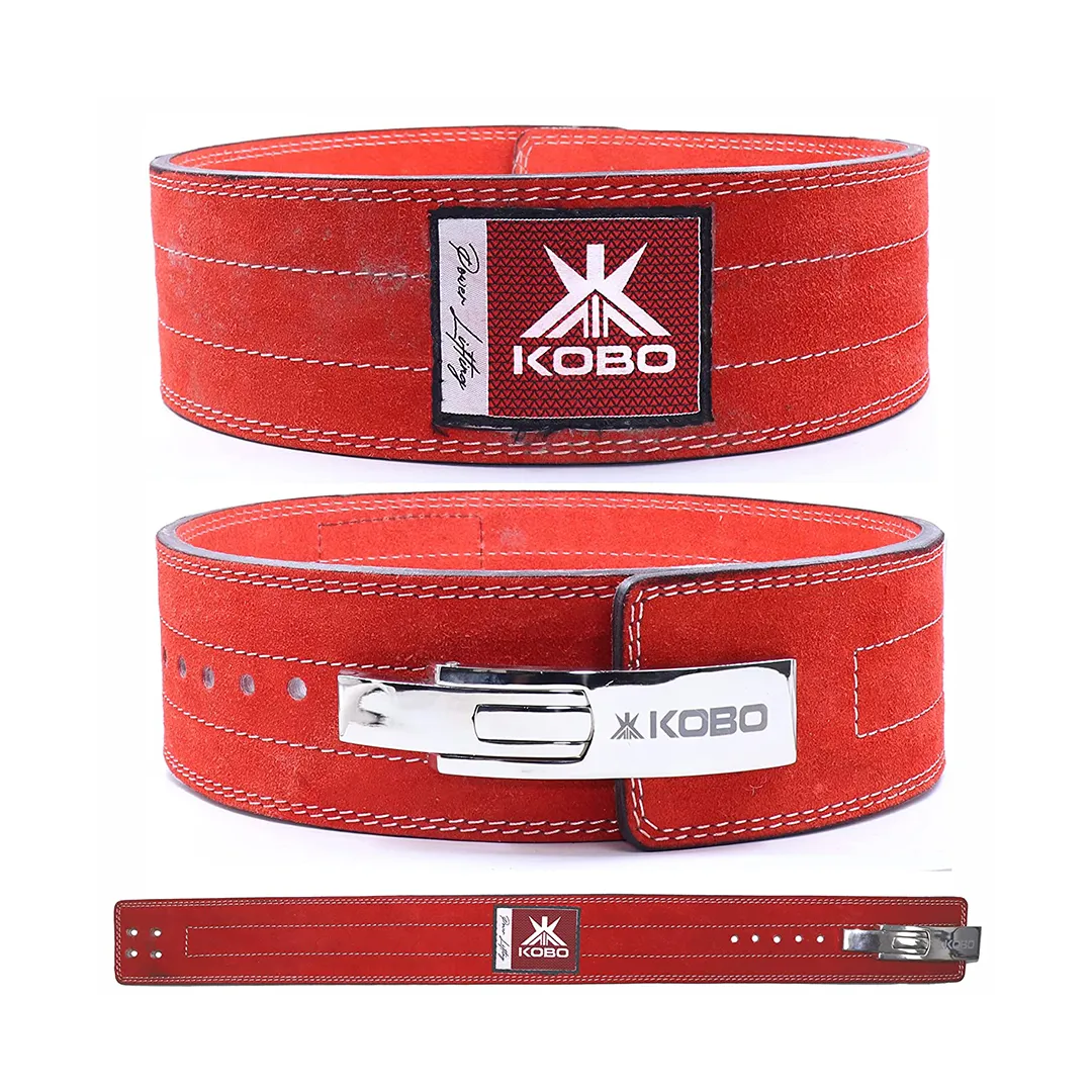 Kobo WTB-08 Leather Power Lifting Lever Belt (Red, Medium)
