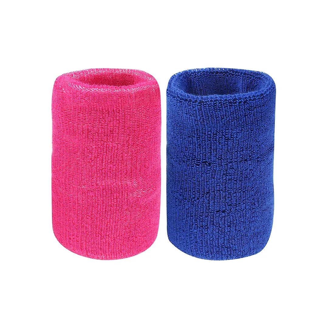 Neska Moda Unisex Pink and Navy Pack of 2 Cotton Wrist Band