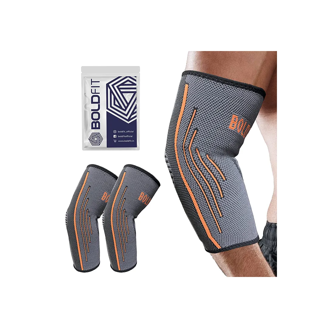 Boldfit Elbow Sleeves for Men & Women, Elbow Band for Gym. Elbow Wrap/Straps Gym Accessories for Men for Hand Grip & Elbow Support. While Workout - Medium, Multicolour