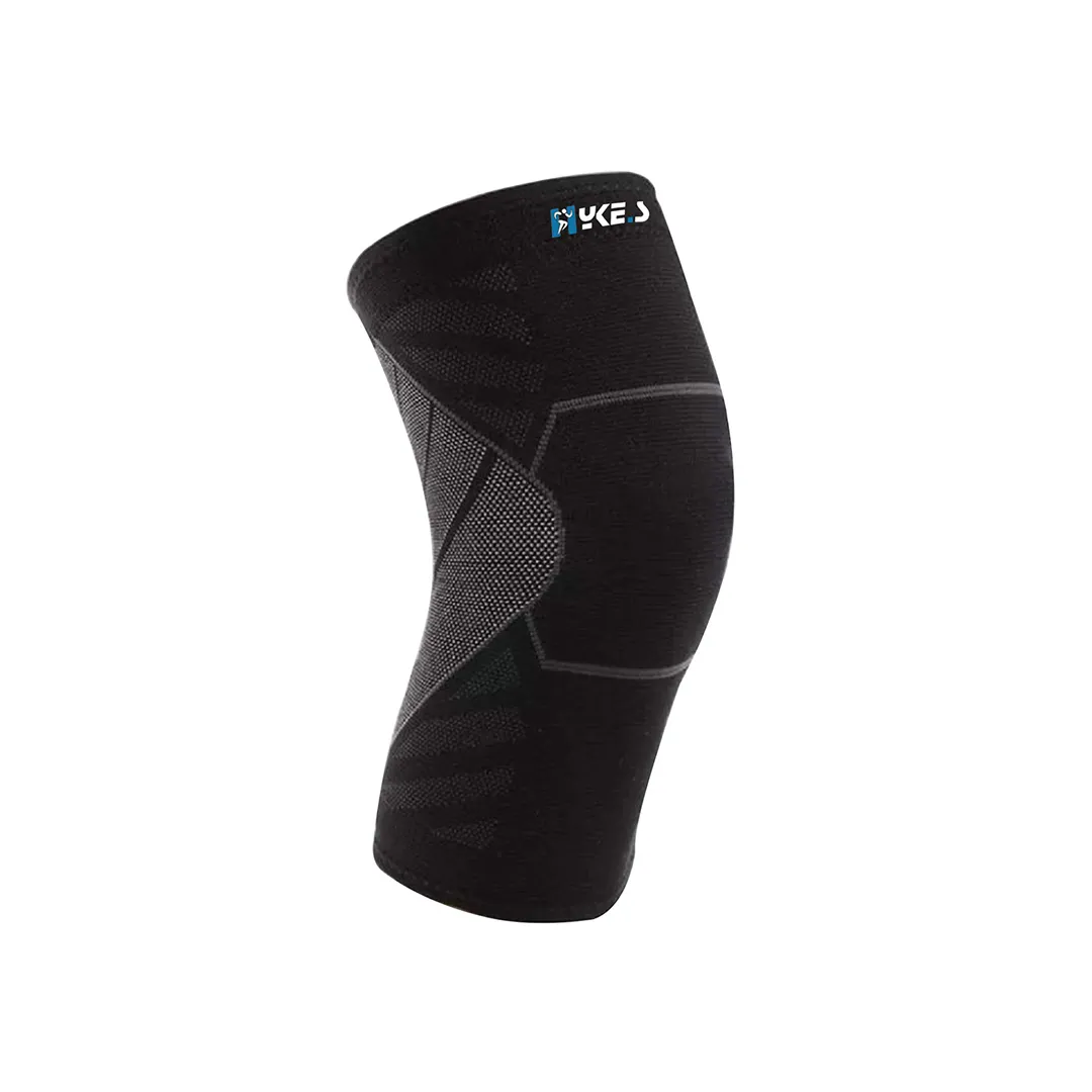 Hykes Knee Cap Compression Support for Gym Running Cycling Sports Jogging Workout Pain Relief (Single)
