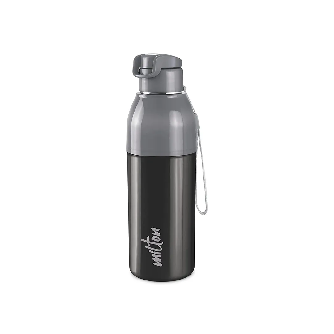 MILTON Inner Steel, Outer Plastic Convey 600 Insulated Inner Steel Water Bottle (520 ml, Black)