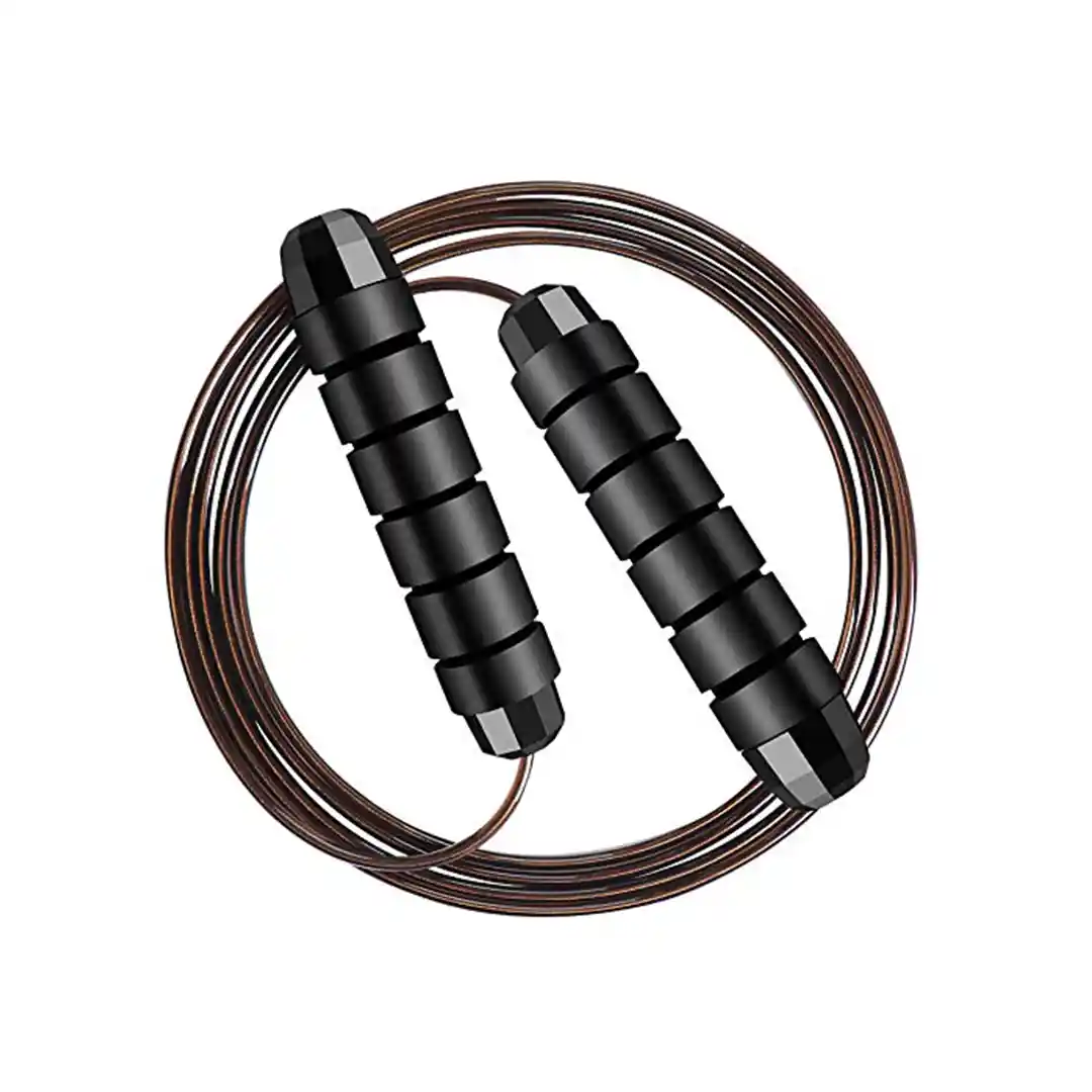 OLAHRAGA Skipping Rope with Ball Bearings Jump Rope Cable and Foam Handles - Ideal for Exercise, Gym and Fitness (Black)