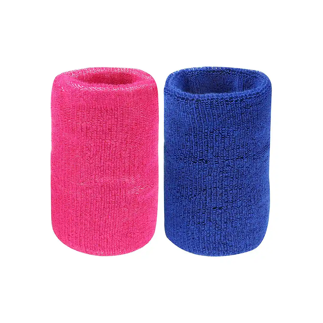 Neska Moda Unisex Pink and Navy Pack of 2 Cotton Wrist Band