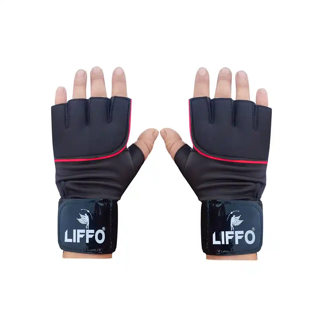 Liffo® Gym Gloves for Men Weightlifting Gloves with Wrist Wrap Support for Gym, Power Lifting, Workout, Weightlifting, Cross fit, Fitness, Sports - (Red)