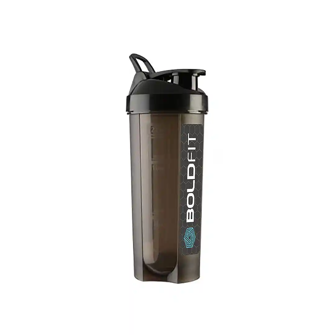 Boldfit Plastic Gym Typhoon Shaker Bottle, Leakproof Guarantee Sipper Bottle Ideal for Protein, Preworkout and Bcaas, BPA-Free Material (Typhoon Black, 700 Milliliters)