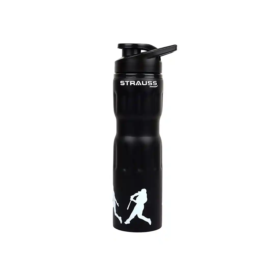 Strauss Stainless-Steel Water Bottle, 750ml (Black)+Strauss Blender Shaker Bottle 760ml, (Black), Fitness Gym Shaker, Protein Mix Shaker, Shaker Bottle for Gym Exercise, Sporty Look Bottle