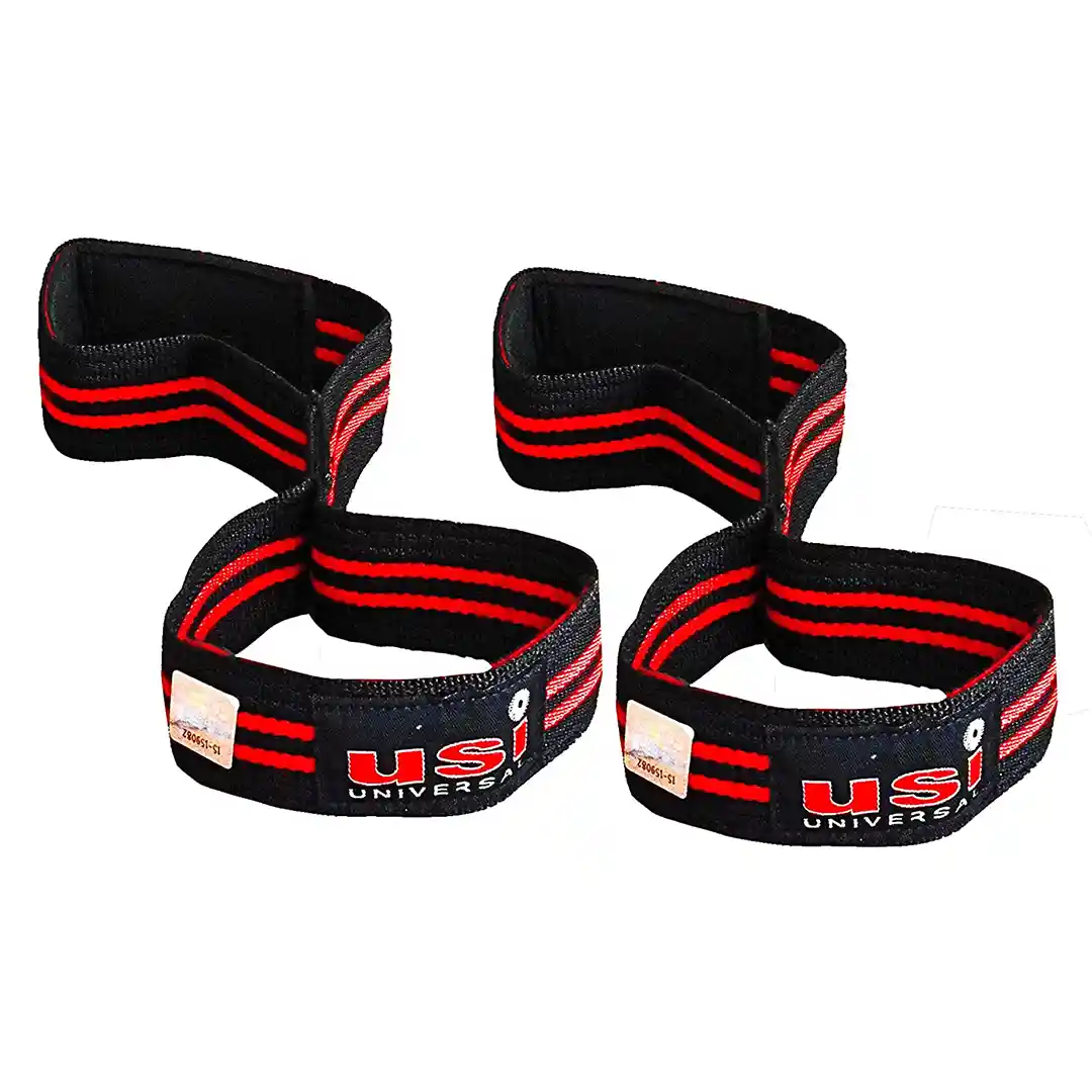 USI UNIVERSAL THE UNBEATABLE Figure 8 Power Lifting Grip Hook Wrist Wraps Black Made of Heavy Duty Neoprene, Padded Lifting Strap (7032, Pack of 1 Pair)