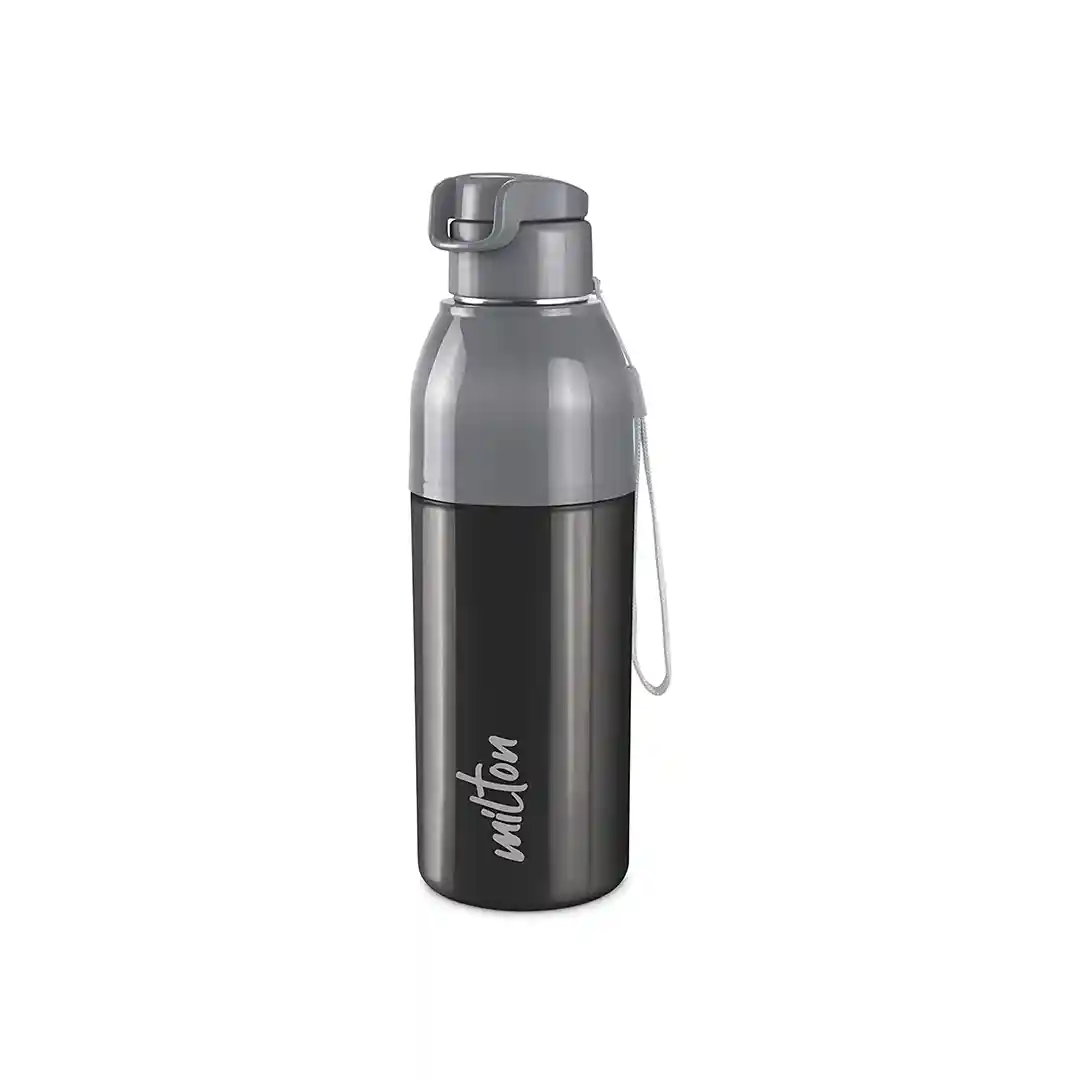 MILTON Inner Steel, Outer Plastic Convey 600 Insulated Inner Steel Water Bottle (520 ml, Black)